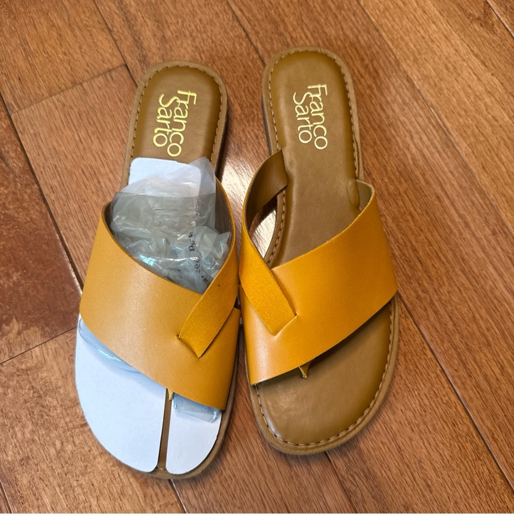 Franco Sarto Mustard Yellow Slide Sandals